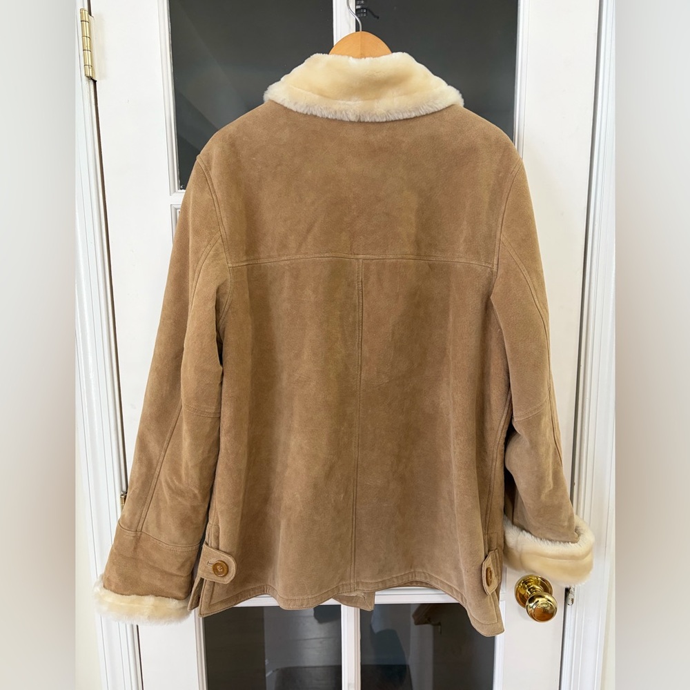 Dennis Basso WOMENS Shearling Genuine Leather Coat - Size L - Picture 6 of 6